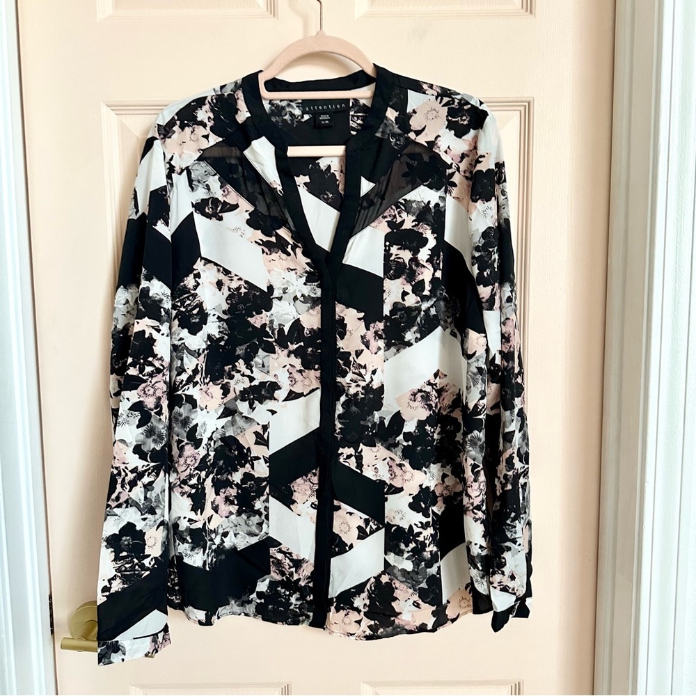 White and black attention button up